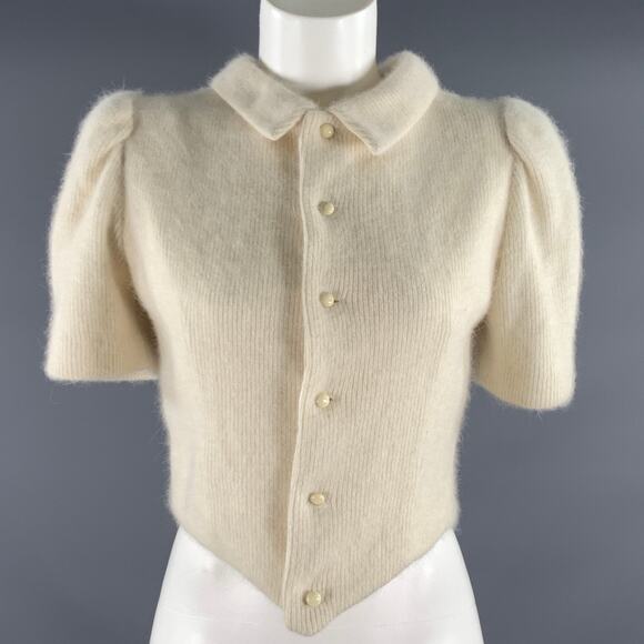 GENETPELSONE Sweaters - GENETPELSONE Size S Cream Cashmere Rhinestones Cardigan Dress Top